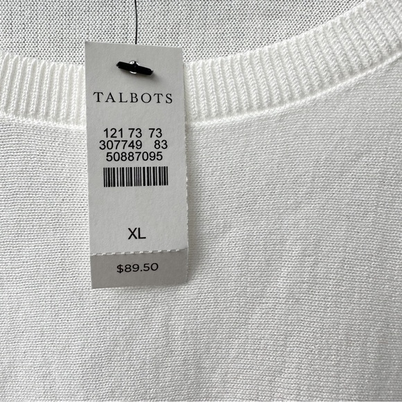 NWT Talbots Cream Ivory 3/4 Sleeve Sweater Lace Cuff Detail - Picture 6 of 10